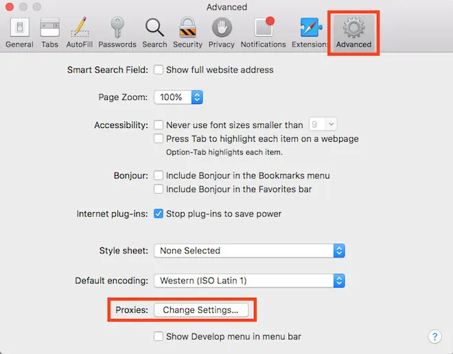 step2 how to configure safari browser for proxy servers